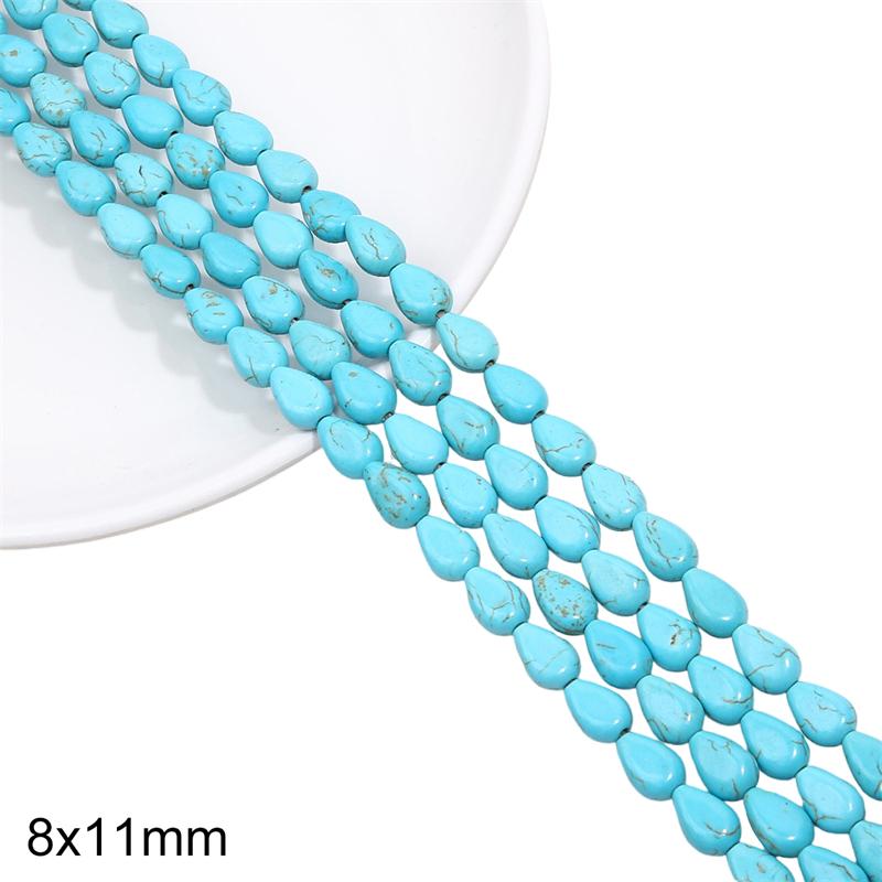1 Strand 38CM Blue Turquoises Stone Chain Charm Beads Chain DIY Bracelet Necklace Jewelry Making