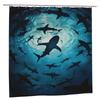 Underwater Shark Family Shower Curtain – 3D Ocean Design With Sharks, Blue Water & Sand Effect,Bathroom Decor