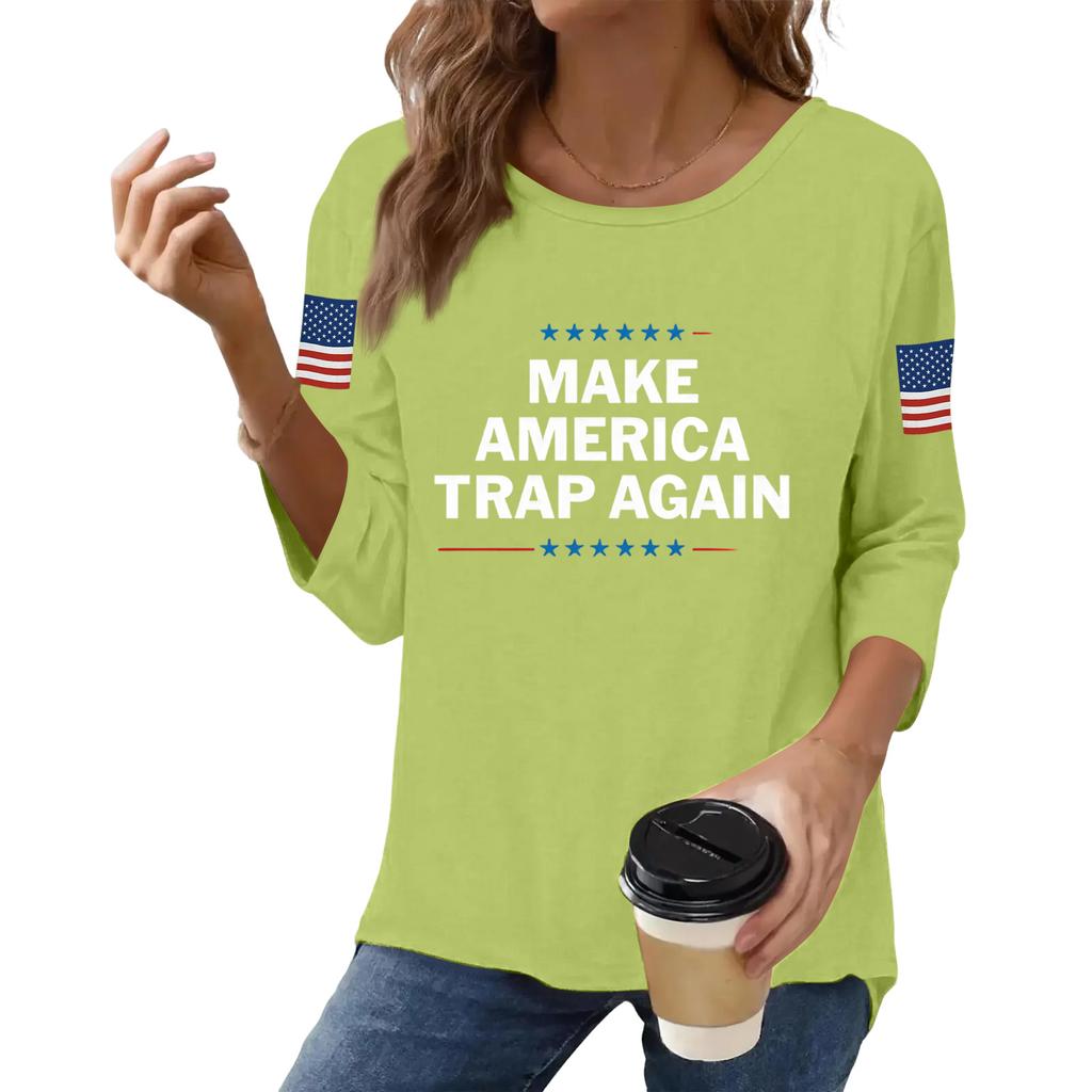 Women's Casual Fashionable Sexy Comfortable Neck Three-Quarter Sleeve Top