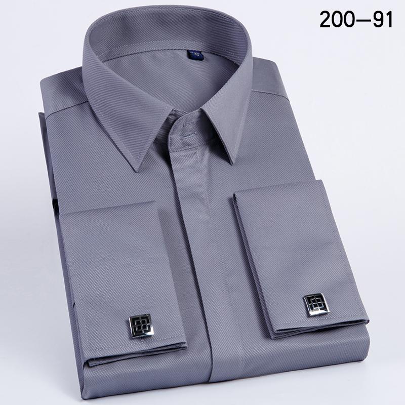 Men's French-style cufflink shirt, slim fit, suitable for business formal wear. A striped and fashionable men's top for white-co
