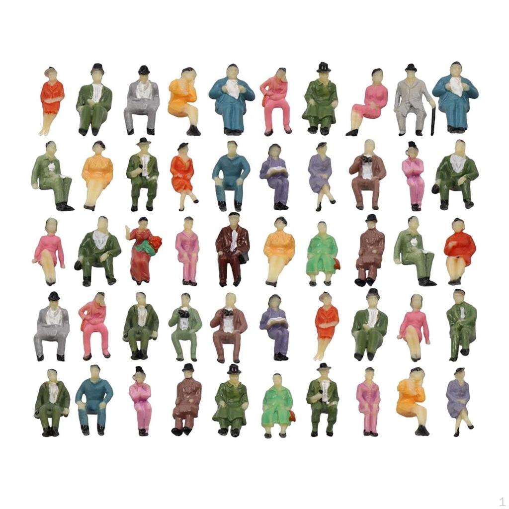 50 Pieces 1:87 Painted Figures People Passengers for Model Train