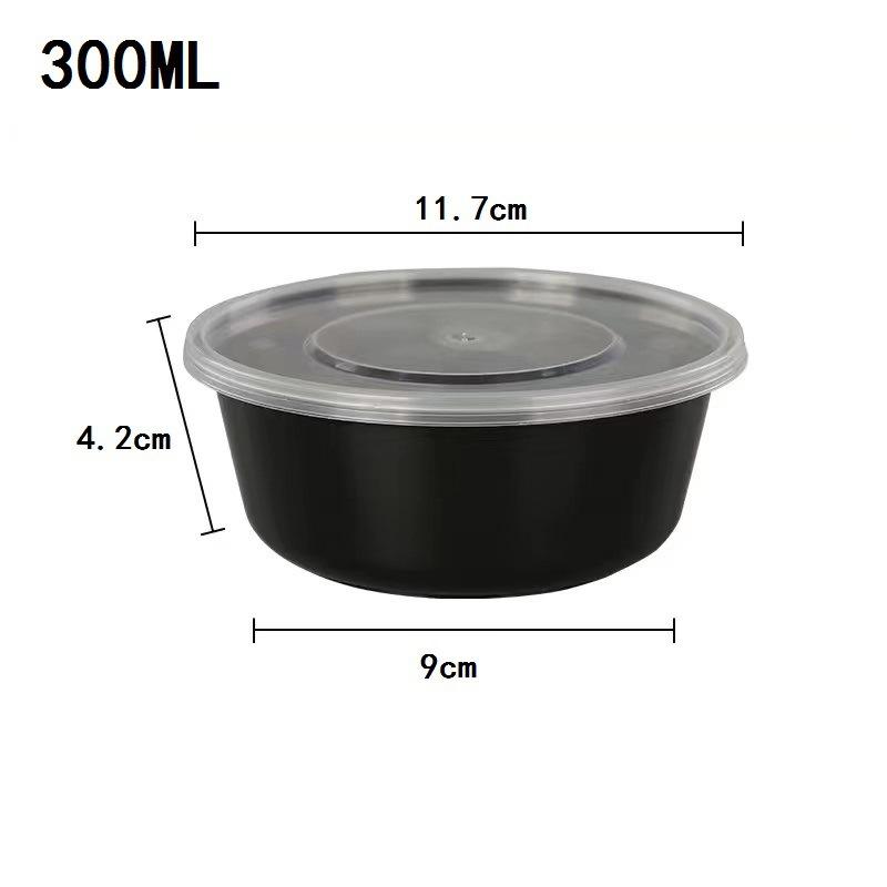 Thickened Disposable Black Takeout Bowls Round Rectangular Microwave Safe Plastic Food Containers