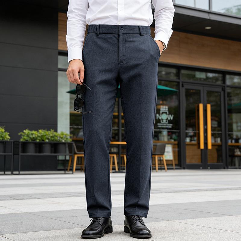 Mens Gray Herringbone Straight Leg Business Casual Dress Pants