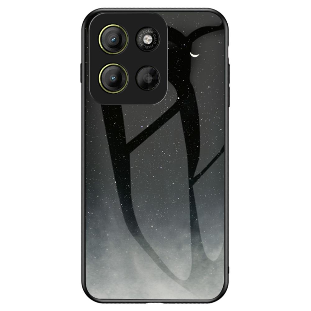 For Motorola Moto G15 4G Case Starry Sky Pattern Tempered Glass Phone Cover