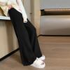 Autumn and winter new tassel thin pit strip knitted wide-leg pants high waist drawstring thin casual warm floor mopping wool pants thick