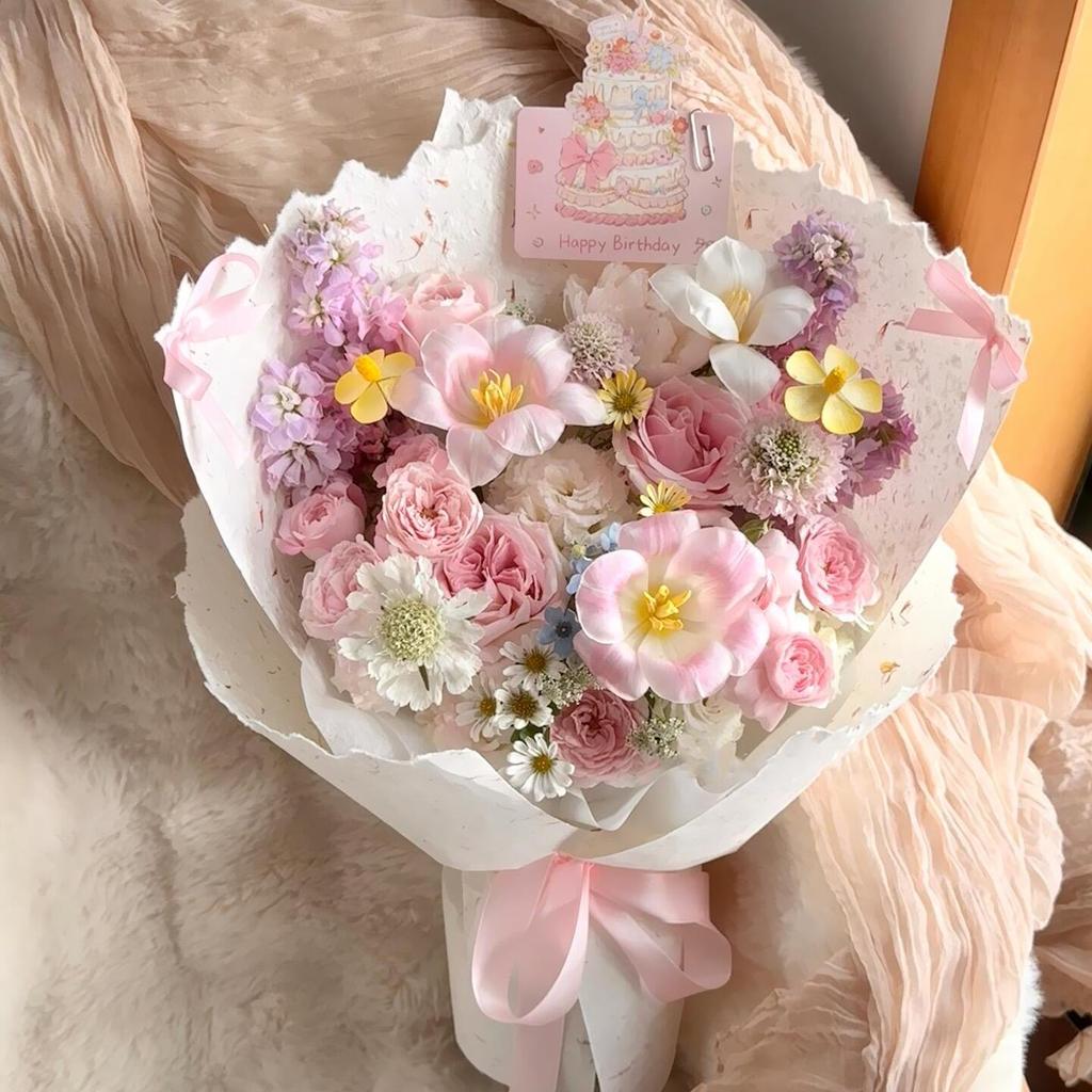 Lychee Mix Bouquet with Eternal Flower Soap for Girlfriend or Bestie - Ideal Birthday Gift