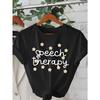 Speech Relax Letter Graphic Print T-shirt, Short Sleeve Crew Neck Casual Top for Summer & Spring, Women's Clothing