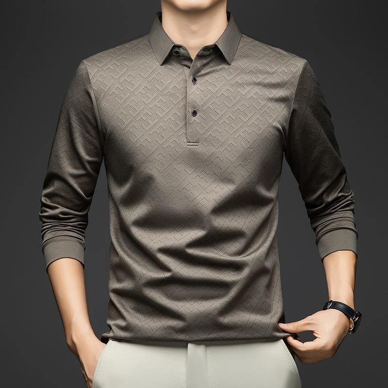 Soft Autumn Printed Men s Long Sleevepolo Casual M