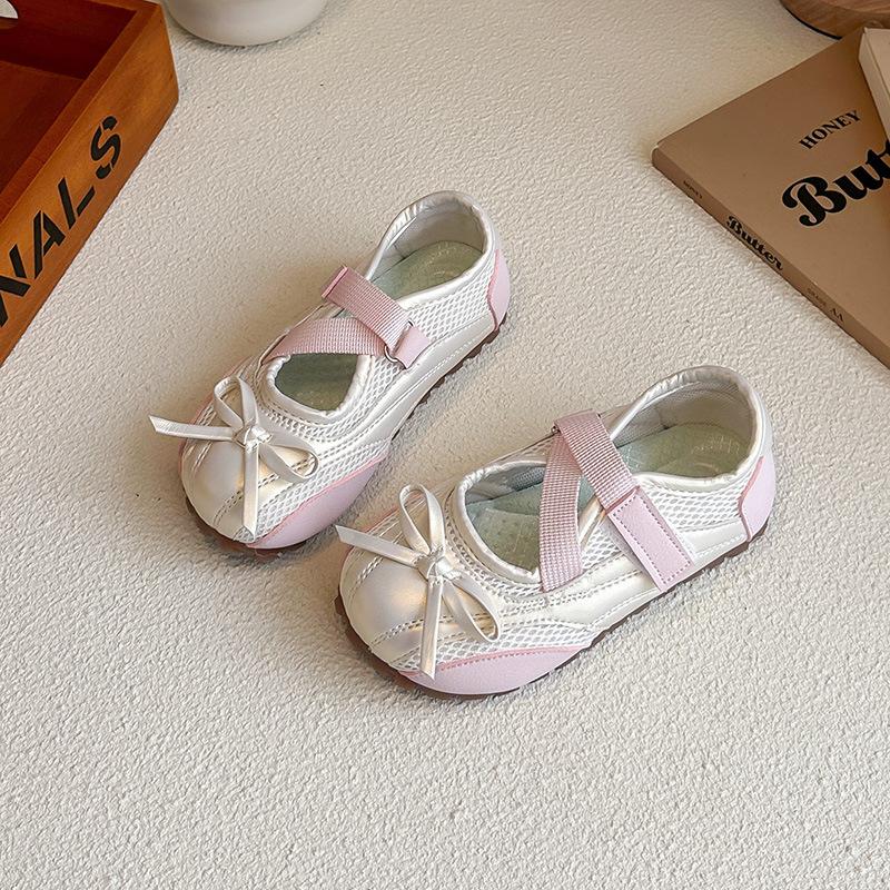 

Girls color-blocked sneakers2026Spring and summer new mesh cute bow children s running shoes casual shoes Korean style 23-25Code one hand3Double рожевий