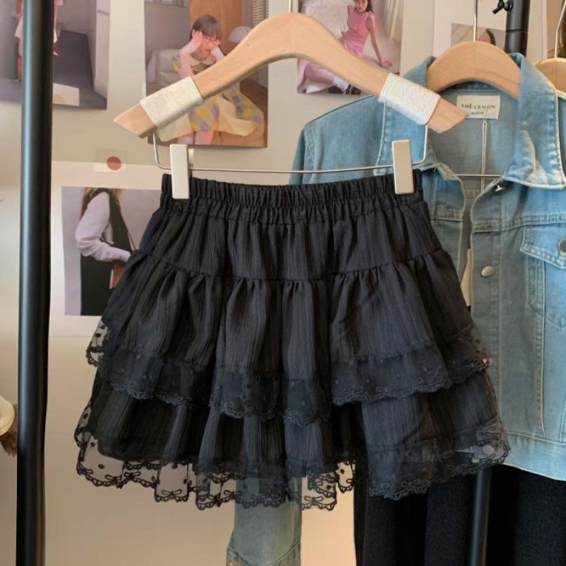 Plus Size Women s High-Waisted Lace Trimmed Ruffled Skirt M