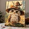 Framed Pearl Bead Painting Kit Cute Owl In Witch Hat DIY Shiny Canvas Art Relaxing Craft Gift for Craft Lovers of All Skill Levels