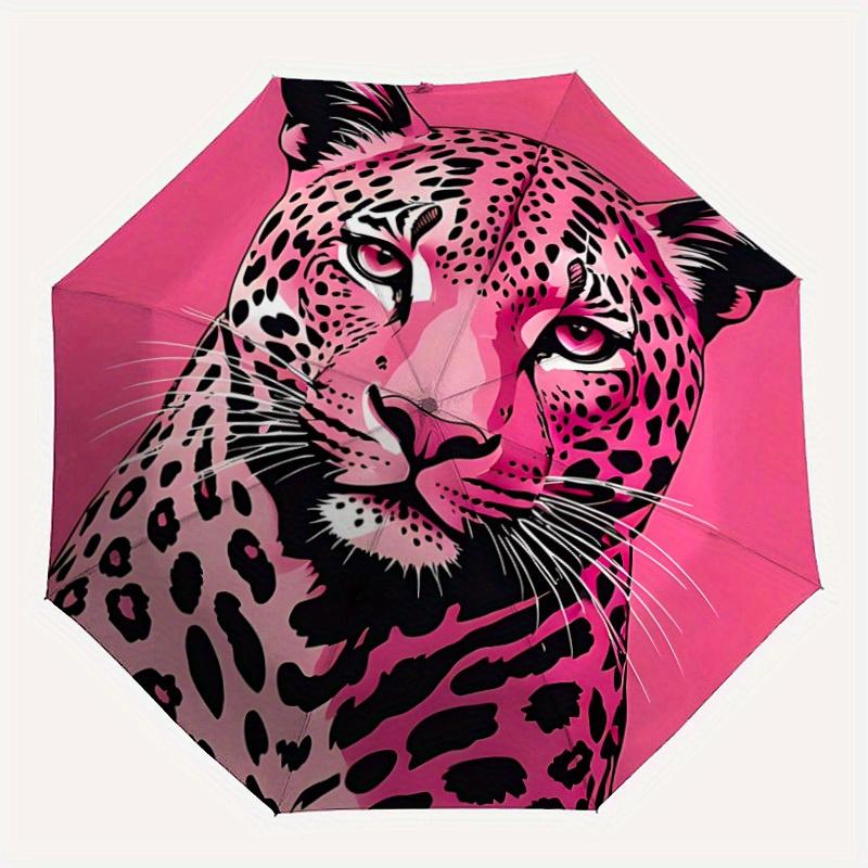 

1pc Leopard Print Automatic Open/Close Umbrella Sturdy Iron Frame, Compact Travel Umbrella - Perfect Gift for Women, Men, Birthdays044
