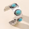 Ethnic Style Alloy Hand Jewelry With Turquoise Open Wide Bracelet For Women