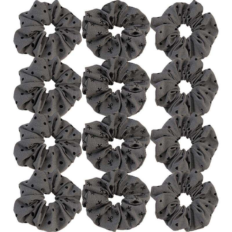 New Polka Dot Hair Ties Rope Women Large Size Heart Bowknot Printed Scrunchies Grey Black Hairband Ponytail Holder Headwear