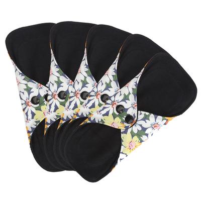5pcs Reusable Menstrual Pads High Absorption Leak Proof Super Soft Cotton Washable Sanitary Pad for