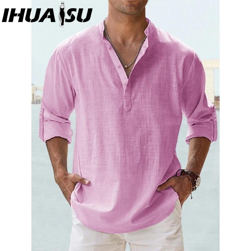 IHUASU Baumwolle Langarm T-Shirt Herrenmode Lockeres Shirt Bedrucktes Mitfühlendes Shirt