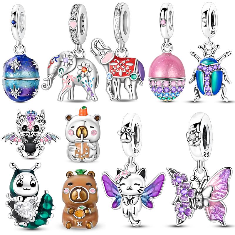 Copper Butterfly Cartoon Animal Pendant Charm Beads Fits 3Mm Bracelets Necklace For Women Luxury Diy Jewelry Making