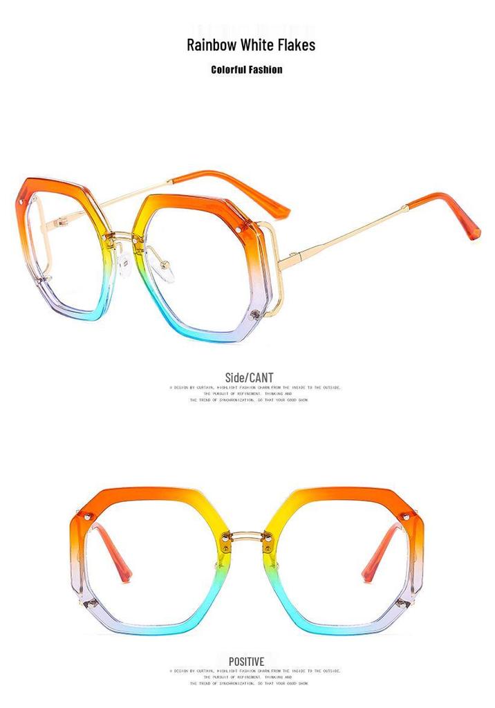 2022 Polygon Eyeglass Frame: Anti-Blue Light, Hollowed Sides, Trendy European & American Design
