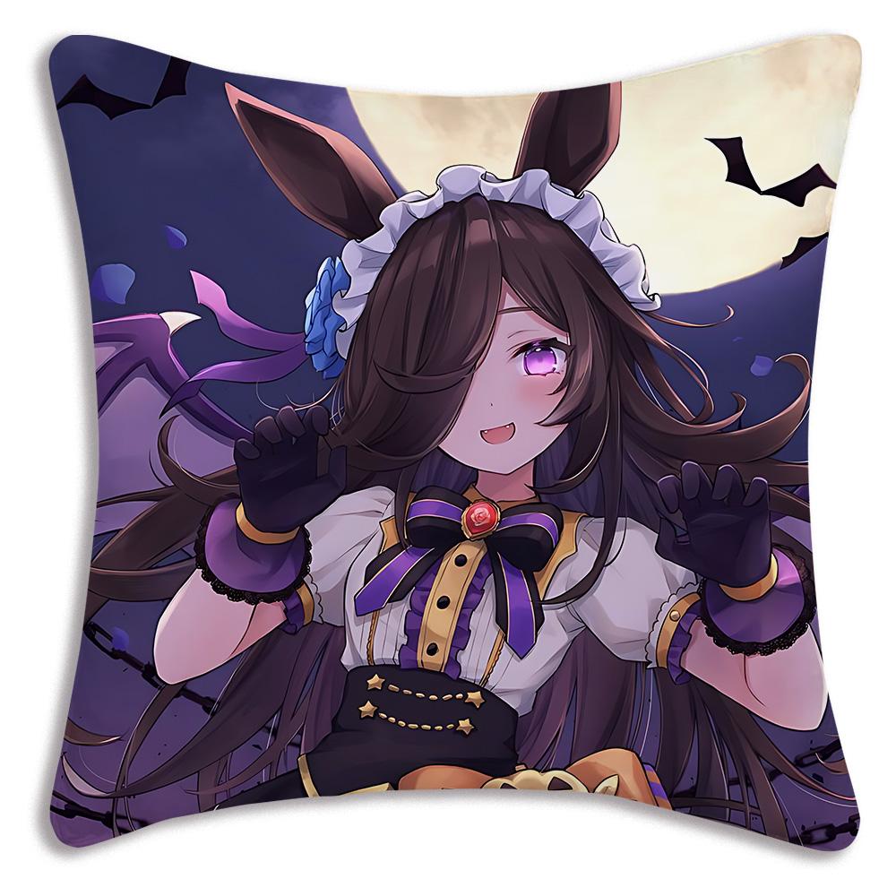 Anime Uma M-Musume Pretty Derby Pillow Covers Cartoon Sofa Decorative Home Double-sided Printing Short Plush Cute Cushion Cover