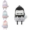 Letter Printed Cat Ears Design Student Backpack With Pendant For Daily Use