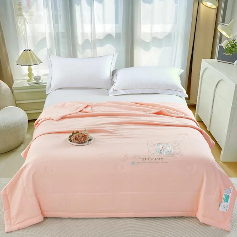 2025 New Knitted Cotton Double-layer Yarn Summer Quilt Cool Cloud Cotton Summer Cool Quilt Solid Color Thin Machine Washable