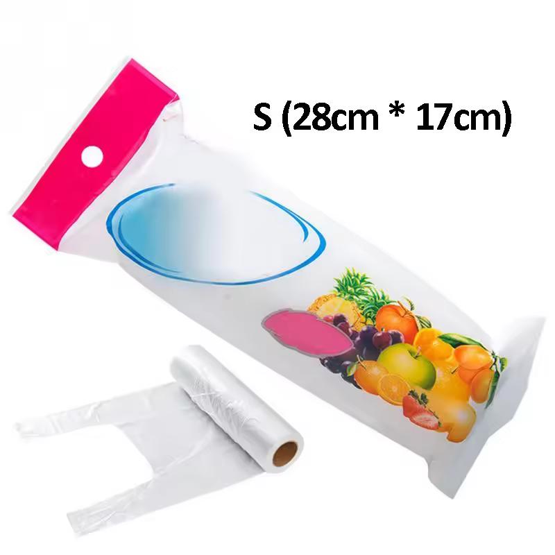 

100PCS Transpare Roll Fresh-keeping Plastic Bags of Vacuum Food Saver Bag Food Storage Bags with Handle Keep Fresh Kitchen Tool 100Pcs