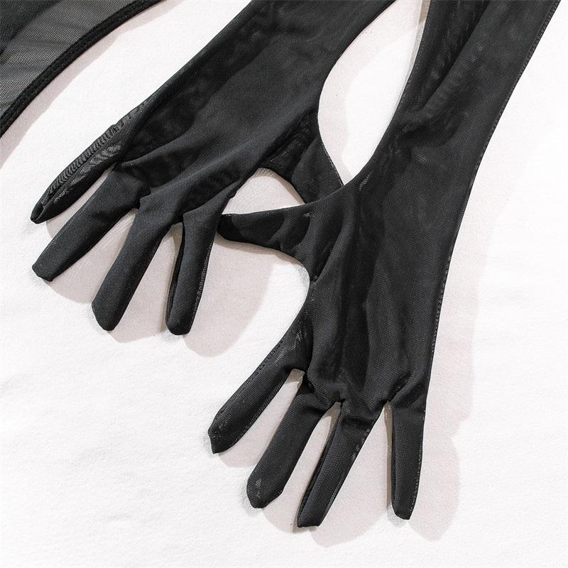 Aduloty Women Sexy Lingerie Erotic Bodysuit Perspective Minimalist Basic Slim Fit Hip Lifting Glove Matching Underwear Set