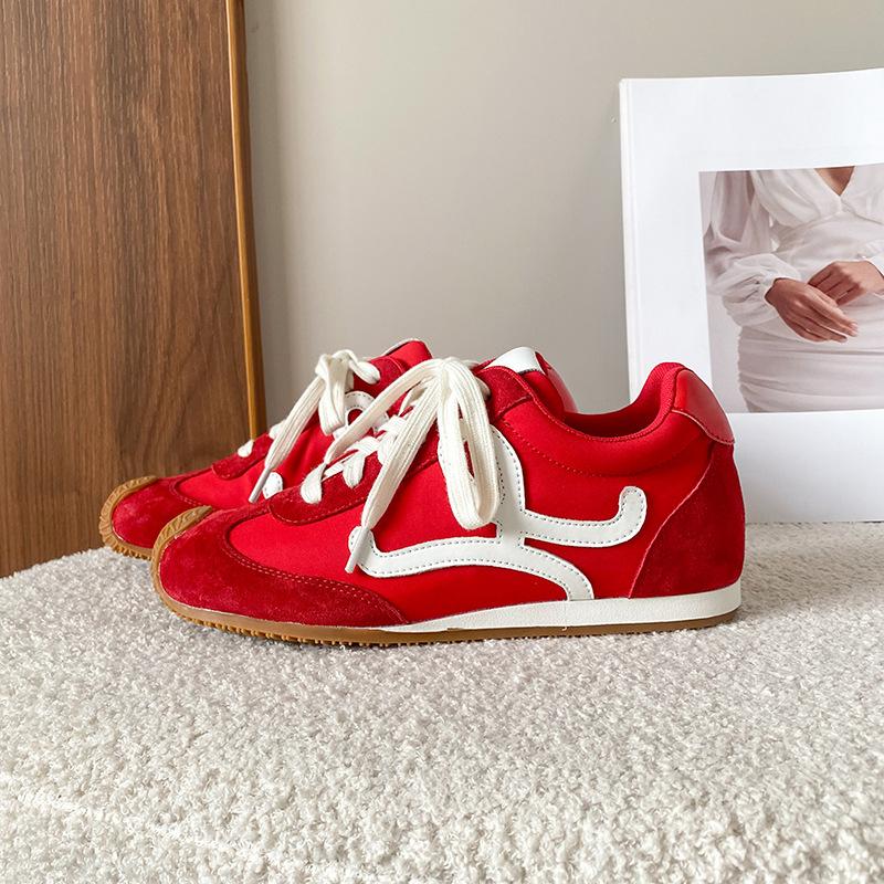 

Asymmetrical large toe low-top lace-up casual Forrest Gump shoes 2025 spring and summer pink soft sole not tired feet German training shoes women 40 красный