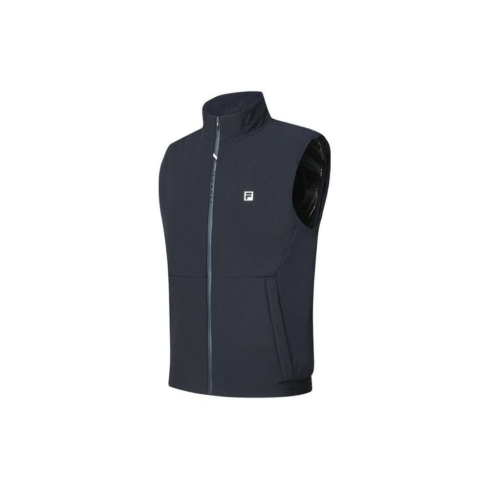 FILA Golf Series Letter Print Stand Collar Sports Cotton Vest Men Vests Legendary-Blue A11M415903F-NV