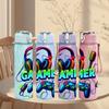 1PC Gamer Headphone Graphic 750ml Color Plastic Sports Water Bottle Leakproof Flip Straw Lid Suitable for Sports Office Home Use