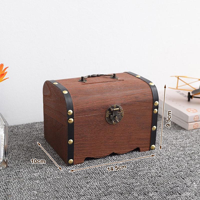 

Антикварный деревянный сундук для хранения с замком, сундук для сокровищ для украшения дома, органайзер-копилка