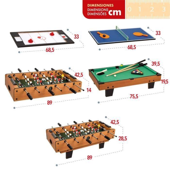 Table multi-jeux - CB Games - 4 jeux - Bois - 79x43x67,5 cm - Pour enfants à partir de 5 ans