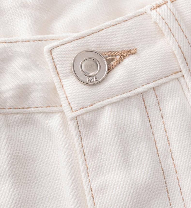 Elegant White Denim High-Waist Wide-Leg Pants - Summer Slim Fit