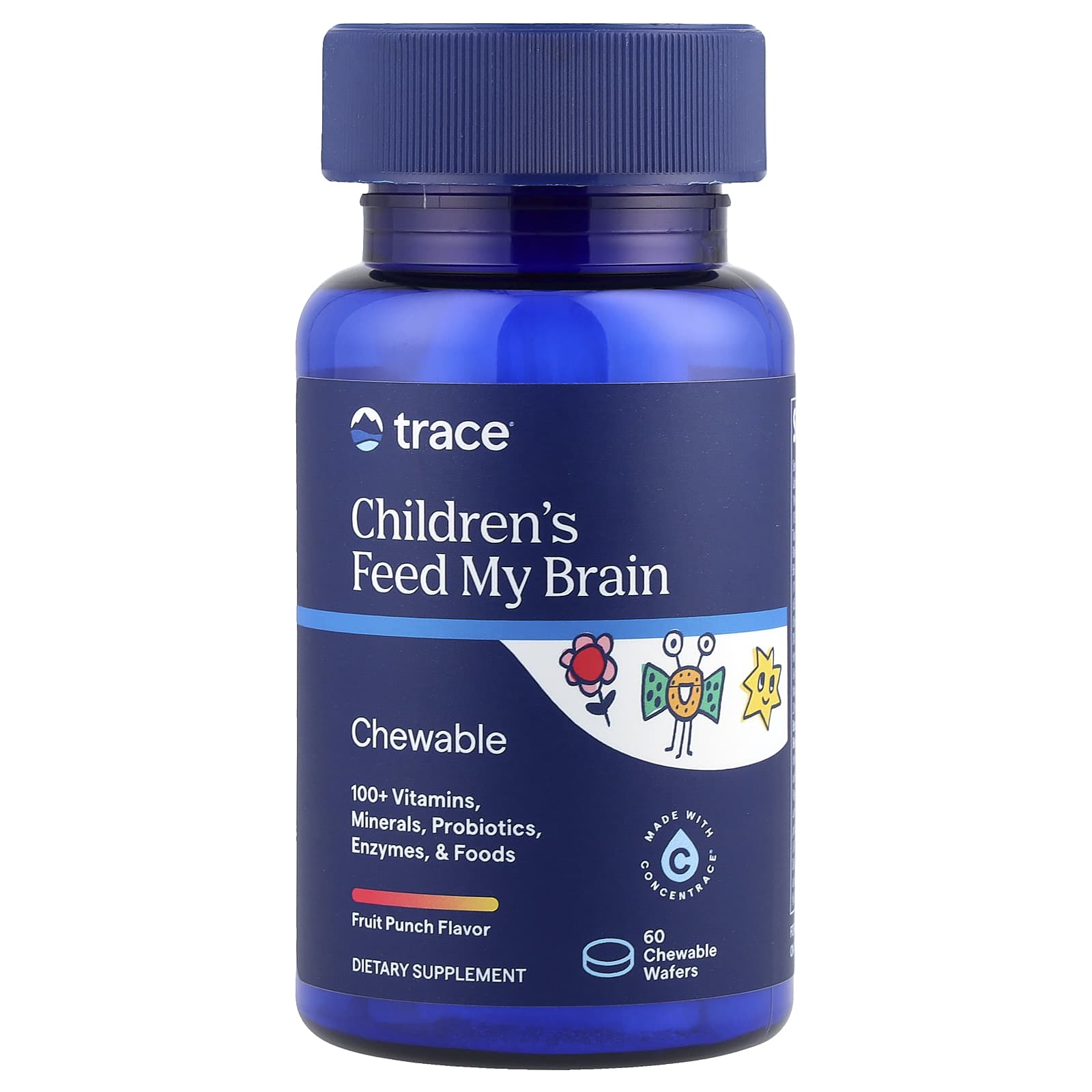 

Trace, children s, brain supplement, fruit punch flavor, 60 chewable wafers