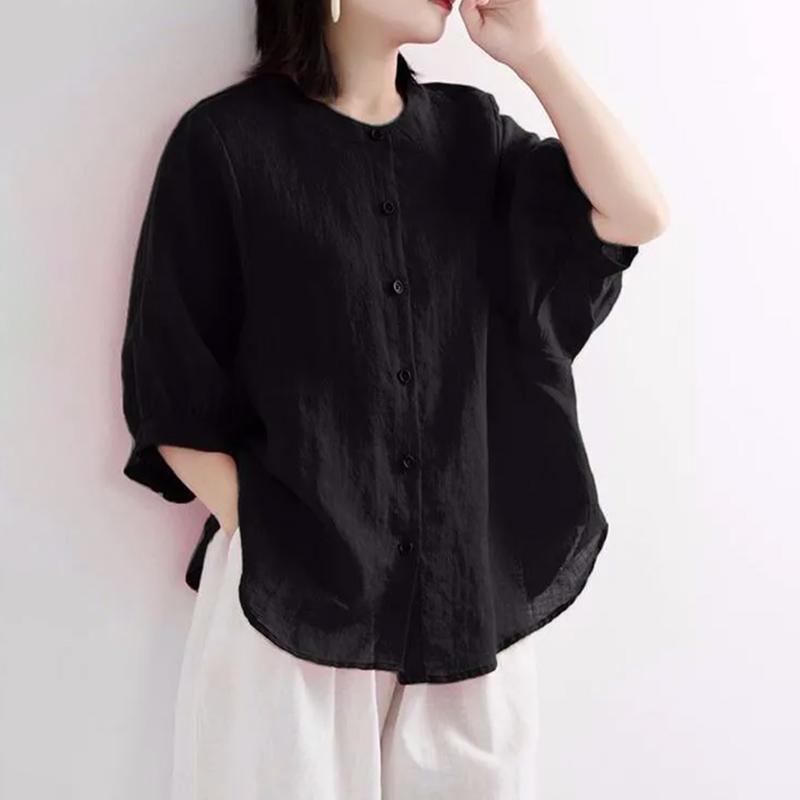 Shirt for Women Oversize Cotton Loose Blouse Casual Long Sleeve Pullover Solid Color Shirt Top