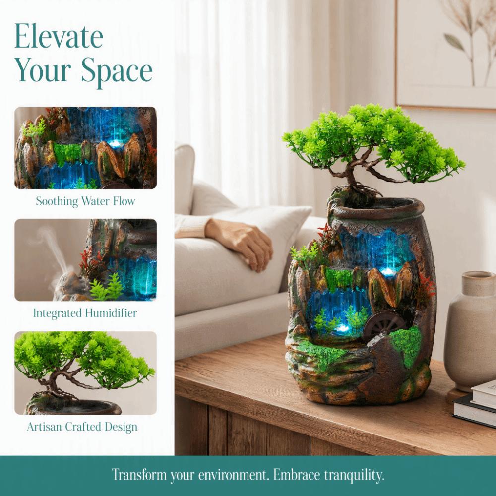 Realistic Green Plant Decoration Water Feature Feng Shui Ornament Indoor