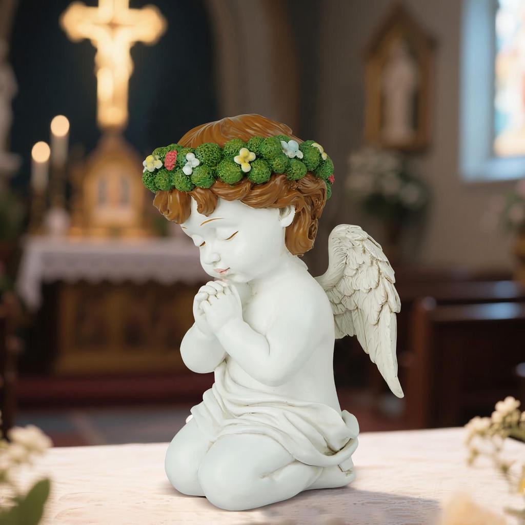 Anioł Statua Ogrodowa Modlący Żywica Klęczący Anioł Ogrodowy Dekoracja Domu Do Kuchni Wielkanoc Sypialni Biur Imprezy Salon Jadalnia Biurko