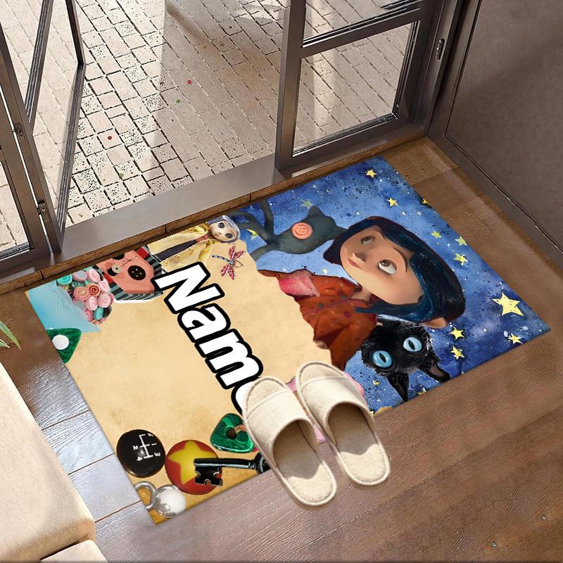 Custom Name Personalized Coraline Print Carpet, Versatile Home Decor Rug, for Playroom, Apartment, Balcony, Entryway, Hallway Gift