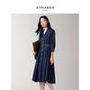ANNACAU Lyocell Retro Commuter Shirt Dress