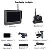 Solar Wireless Magnetic Reverse Backup Camera IR Night Vision 1080P 5 Inch Monitor Rear View System for Car RV Truck Trailer.