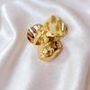 Delicata Spilla Fiore Dorato Irregolare Pieghettato Abbigliamento Donna Cappotti Vestiti Casual Accessori