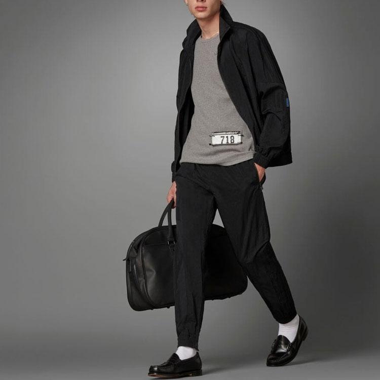 Adidas Originals Logo Color Block Stand Collar Zip Up Long Sleeve Sports Jacket Men Jacket Blue Black HD2241