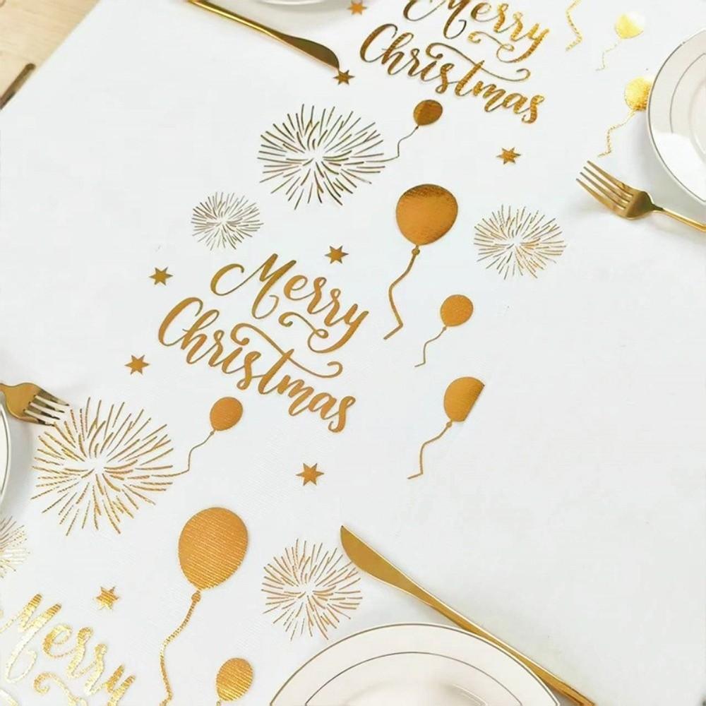 Hot Stamping Birthday Table Flag Balloon Design Polyester Black Gold Table Runner Washable Birthday Table Runner Party Supply