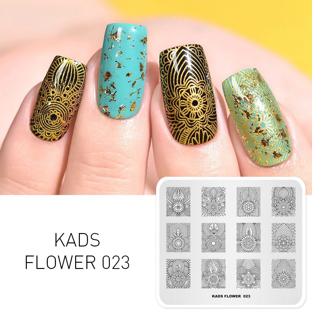 kads Flower 023 Nail Art DIY Stamp Template Nail Stamping Plates Manicure Plate Tools
