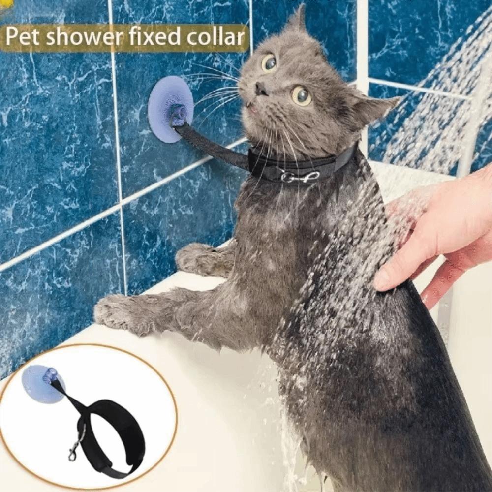Portable Dog Bathing Fixer Adjustable Cat Restraint Straps Safe Cat Grooming Collar  Pet Shower
