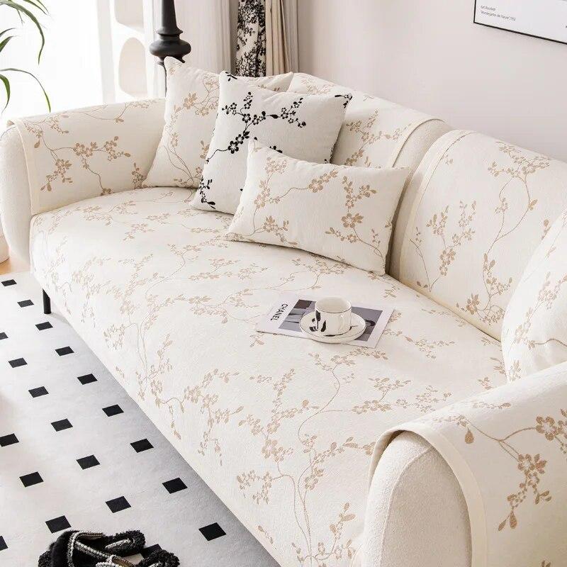 

Французская Шенниловая Подушка для Дивана Универсальная Слива Жаккард Противоскользящий Чехол для Дивана Пылезащитный Домашний Декор 70x70cm 1pcs