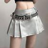 Frühling Sommer Damen Einfarbig Slim-fit Street Fashion Hohe Taille Rock Plissee-Rock