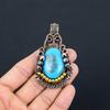Irani Turquoise 999 Copper Wire Wrapped Pendant, Handmade Gemstone Pendant Jewelry, Gifts For Wife Brand New Pendant