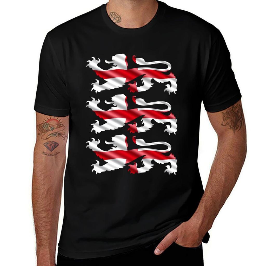England Football Patriotic English Lions Soccer Crest Flag Tshirt Festival Casual Short Sleeve Tshirt