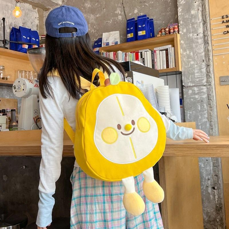 Cute ugly cute girl bag cartoon funny fruit small backpack new apple pear canvas backpack